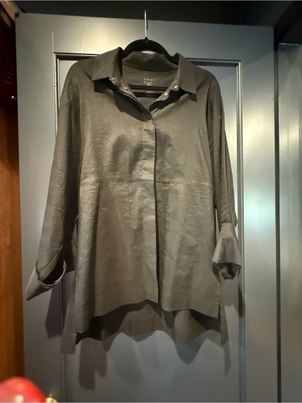 ADAY Relax I’m Flax Black Button-Down Shirt